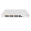 MikroTik CRS328-24P-4S+RM, 24x port Gigabit router/switch with 4x 10Gbps SFP+ ports in 1U rackmount case, PoE output guaranteed 450W, CPU 800MHz, 512MB RAM, Dual Boot SwOS/RouterOS L5